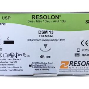 Nahtm. Resolon monofil 5/0 USP, 1-metric, 45cm, DSM 13, blau,  88154