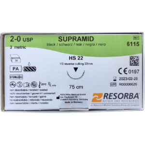 Supramid schwarz 3/0 USP, HS22, 75cm,   61114