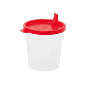 Urinbecher mit rotem Deckel 125ml, VE=100 Stk.