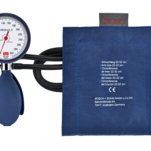 Boso - clinicus II, Zweischlauchmodell, Skala 60mm, mit Klettenmanschette mit Etui, Farbe: blau