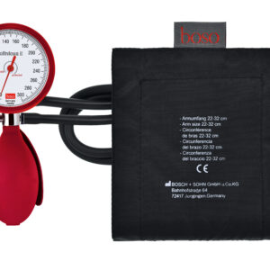 Boso - clinicus II, Zweischlauchmodell, Skala 60mm, mit Klettenmanschette im Etui, Farbe: rot