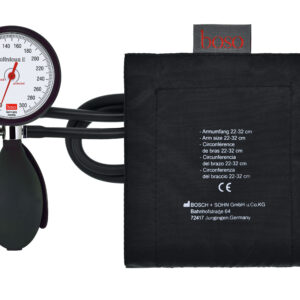 Boso - Clinicus II, Zweischlauchmodell, Skala 60 mm, mit Klettmanschett für starke Oberarme 33 - 41 cm, ohne Etui, Farbe: schwarz